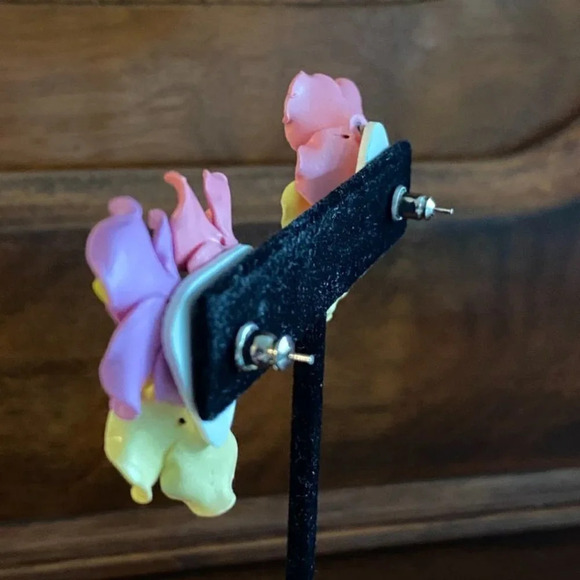 Colourful Pansy Flower Earrings - Picture 9 of 17